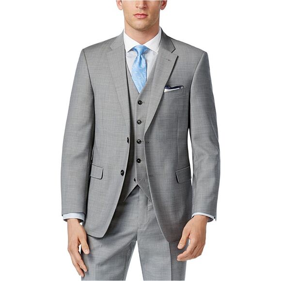 Tommy Hilfiger Mens Modern Fit Sportcoat Two Button Blazer Jacket, grey, 44 Long